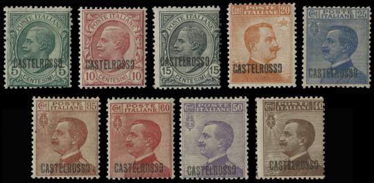 COLONIE ITALIANE 1922 - Castelrosso 1/9: la serie completa di 9 esemplari soprastampati &quot;CASTELROSSO&quot;  - Asta Stock On-line - MARIO ZANARIA di Angelo Zanaria e C.