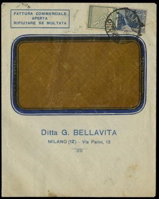 ITALIA REGNO 1924-25 - Pubblicitari: 25c azzurro e verde &quot;Reinach&quot; su fattura  (1924)  - Asta Stock On-line - MARIO ZANARIA di Angelo Zanaria e C.