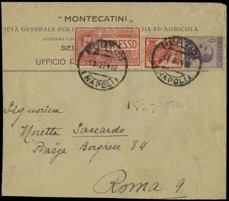 ITALIA REGNO 1924 - Pubblicitari PUB16+E7 su busta per Roma  (1924)  - Asta Stock On-line - MARIO ZANARIA di Angelo Zanaria e C.