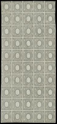 SARDEGNA 19 - Francobolli per stampati, 1c grigio nero, foglio intero di 50 esemplari  (1861)  - Asta Stock On-line - MARIO ZANARIA di Angelo Zanaria e C.