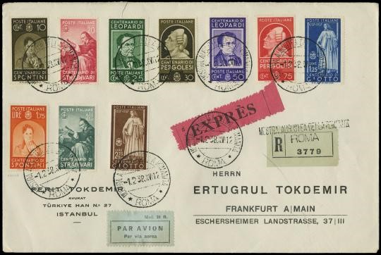 ITALIA REGNO 1937 - 426/35: Uomini illustri da Roma per Istanbul  - Auction Selection  [..]