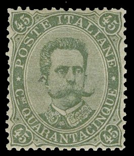 ITALIA REGNO 46 - Umberto I, 45c verde oliva  (1889)  - Asta Stock On-line - MARIO ZANARIA di Angelo Zanaria e C.