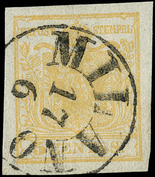 Lot 6146 - Lombardy Venetia: n1, 5c ochre yellow  (1850)  - Auction Net Price Sale  [..]