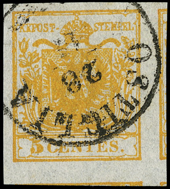 Lot 6150 - Lombardy Venetia: n1i, 5c deep orange  (1850)  - Auction Net Price Sale  [..]
