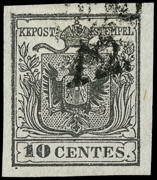 Lotto 6159 - Lombardo Veneto: n.2b, 10c grigio nero I tiratura  (1850)  - Asta Offerta  [..]