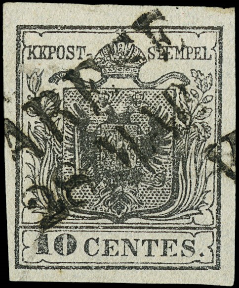 Lotto 6162 - Lombardo Veneto: n.2d, 10c nero intenso  (1850)  - Asta Offerta Estate  [..]