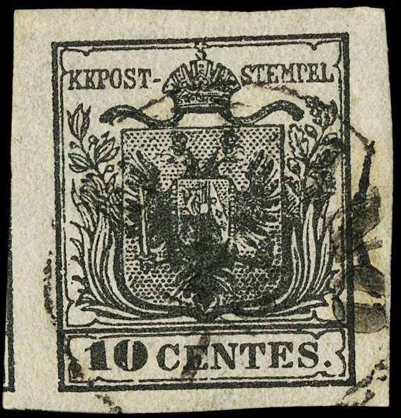 Lot 6164 - Lombardy Venetia: n.2e, 10c coal black  (1850)  - Auction Net Price Sale  [..]