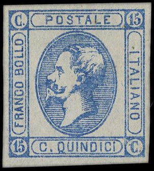 ITALIA REGNO 1863 - 12: 15c  azzurro I tipo  - Auction Selection of the month -  [..]