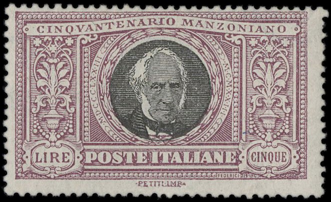 ITALIA REGNO 1923 - 156: Manzoni, 5L violetto e nero  - Asta Selezione del mese  [..]