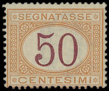 ITALIA REGNO 1870 - T9: Segnatasse, 50c ocra e carminio  - Auction Selection of  [..]