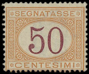 ITALIA REGNO 1870 - T9: Segnatasse, 50c ocra e carminio  - Asta Selezione del mese  [..]