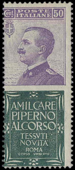 ITALIA REGNO 1924/25 - PUB13: Pubblicitari, 50c Piperno  - Auction Selection of  [..]