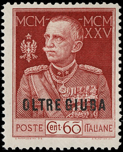 LOTTO 6341 - OLTREGIUBA 1925 - 21: Giubileo del Re, 60c carminio dent.13 1/2 nuovo  [..]