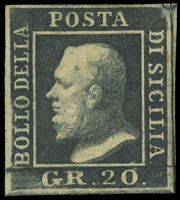 SICILIA 1859 - 13c: 20gr dark slate  - Auction Shop On-line - MARIO ZANARIA di Angelo Zanaria e C.