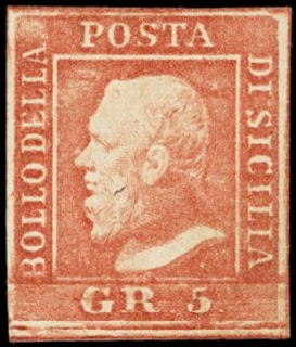 SICILIA 1859 - 10: 5gr vermiglio chiaro