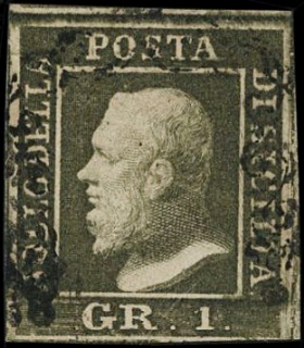 SICILIA 1859 - 05b: 1gr verde oliva scuro (NA) III tav.