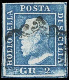 SICILIA 1859 - 06g: 2gr azzurro chiaro ritocco 84