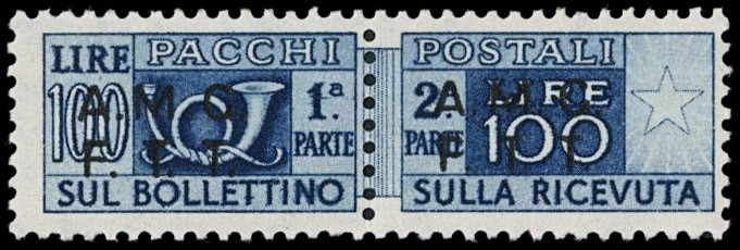 TRIESTE A 1947/48 - PP9/I: 100L azzurro dent.13,25