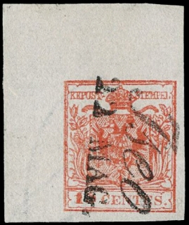 LOMBARDO VENETO 1850 - 6c: 15c rosa rosso IV tav. AdF annullato "ISEO 22 MAG."