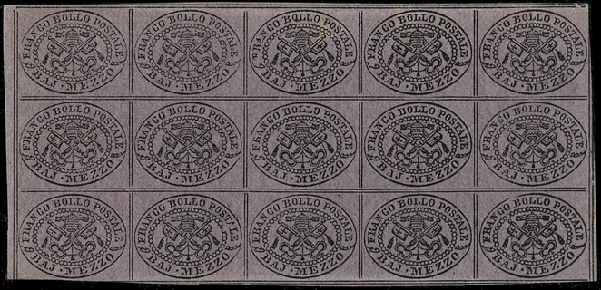 PONTIFICIO 1852 - 01Aa: I emissione,1/2b violetto BL15