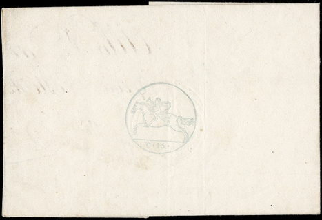 SARDEGNA 1819 - 01A: Cavallini, emissione provvisoria, 15c su mezzo foglio da Nizza Marittima a Sanremo