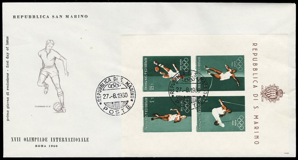 SAN MARINO - 1960: Giochi Olimpici 1960 BF19-20-21 su buste primo giorno
