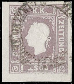 LOMBARDO VENETO 1859 - 9b: Testine (1,05s) lilla  annullato con bollo a doppio cerchio