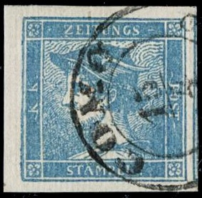 LOMBARDO VENETO 1850 - FG1: Mercurio (3cent) azzurro I tipo annullato "COMO 15/4"