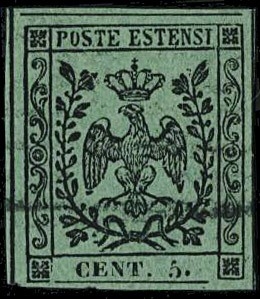 MODENA 1852 - 01: 5c verde oliva usato