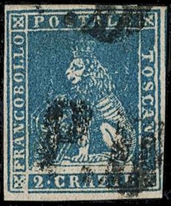 TOSCANA 1857 - 13: II emissione 2cr azzurro usato
