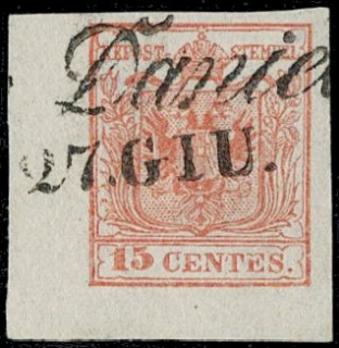 LOMBARDO VENETO 1850 - 06: 15c carta a mano tre esemplari usati