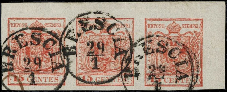 LOMBARDO VENETO 1850 - 06+06d: 15c ST3 due esemplari usati