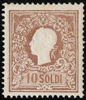 LOMBARDO VENETO 1856 - 26: 10s bruno I tipo