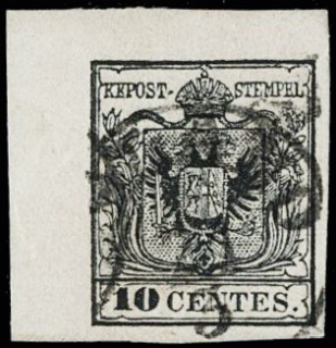 LOMBARDO VENETO 1850 - 19: 10c nero AdF usato