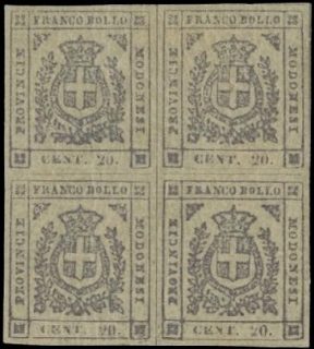 MODENA 1859 - 20c lilla grigio chiaro, BL4