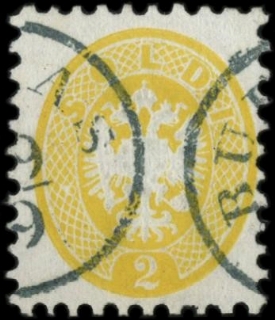 LOMBARDO VENETO (LEVANTE AUSTRIACO) 1864: L41 - 2s giallo annullato con parte di bollo circolare a data di Burgos