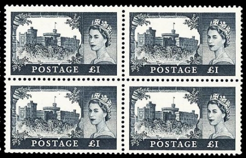 GRAN BRETAGNA 1955 - 283/286:  Castelli ed effigie di Elisabetta II, la serie completa di 4 valori 