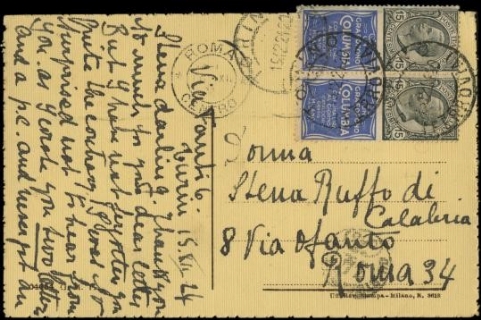 ITALIA REGNO 1924/25 - PUB2: Pubblicitari, 15c grigio e oltremare "Columbia" su cartolina da Torino