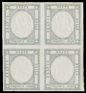 PROVINCE NAPOLETANE 1861 - 24: 50gr grigio perla BL4