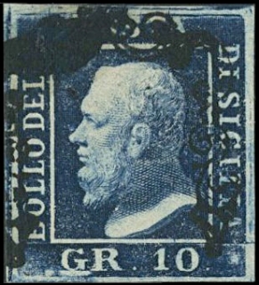 SICILIA 1859 - 12b: 10gr indaco