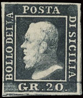 SICILIA 1859 - 13c: 20gr ardesia scuro