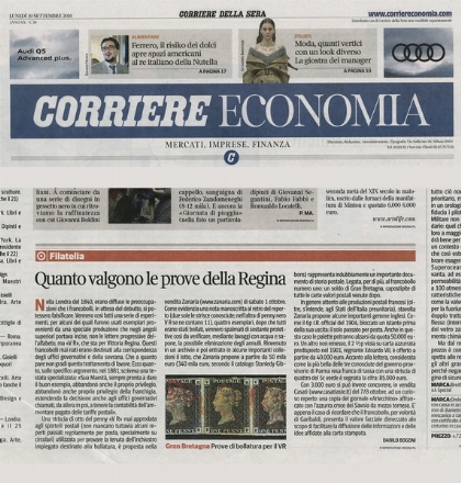 Zanaria Aste on National Newspaper Corriere della Sera - News on line
